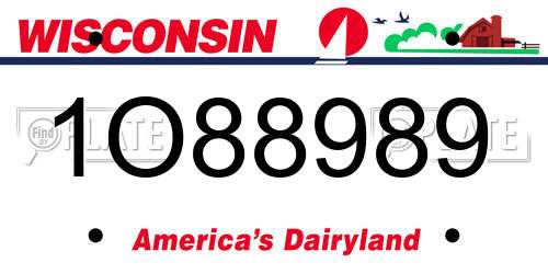 1O88989 Wisconsin License Plate