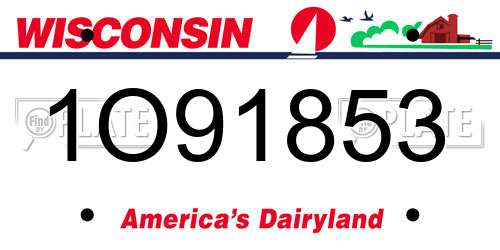 1O91853 Wisconsin License Plate