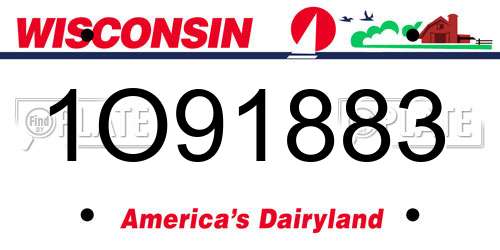 1O91883 Wisconsin License Plate