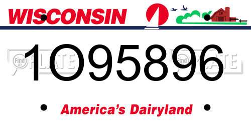 1O95896 Wisconsin License Plate