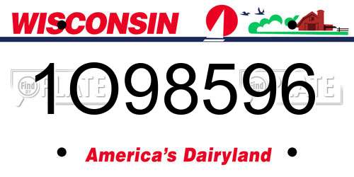 1O98596 Wisconsin License Plate