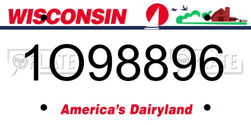 1O98896 Wisconsin License Plate