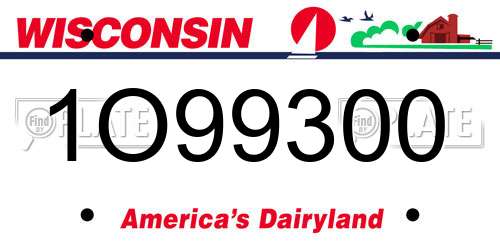 1O99300 Wisconsin License Plate