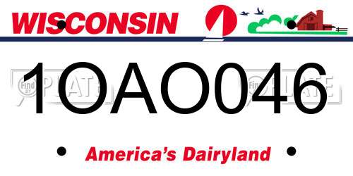 1OAO046 Wisconsin License Plate