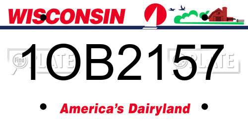 1OB2157 Wisconsin License Plate