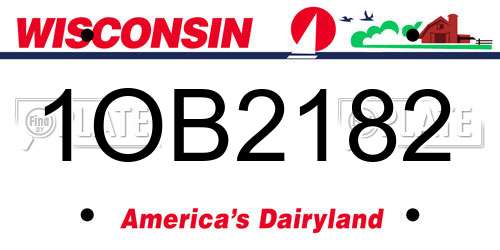 1OB2182 Wisconsin License Plate