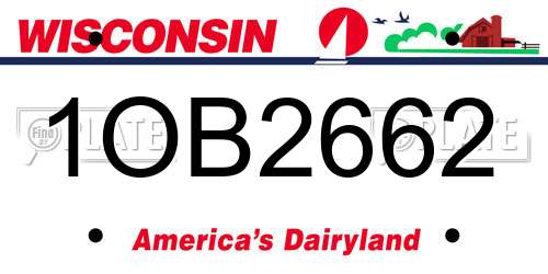1OB2662 Wisconsin License Plate