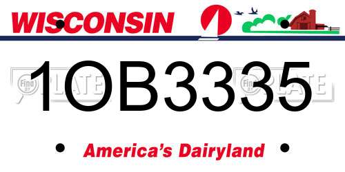 1OB3335 Wisconsin License Plate