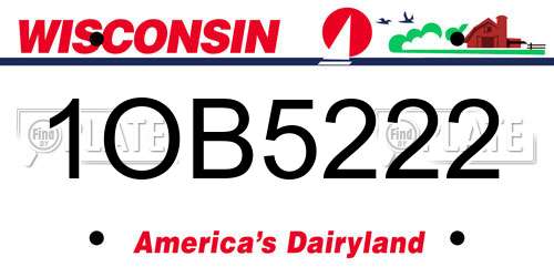 1OB5222 Wisconsin License Plate