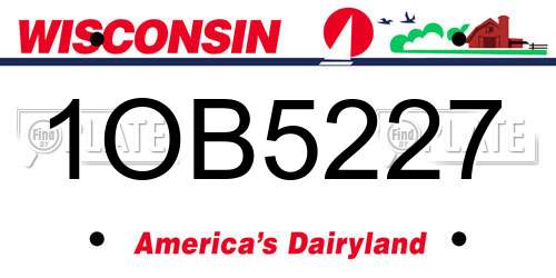 1OB5227 Wisconsin License Plate