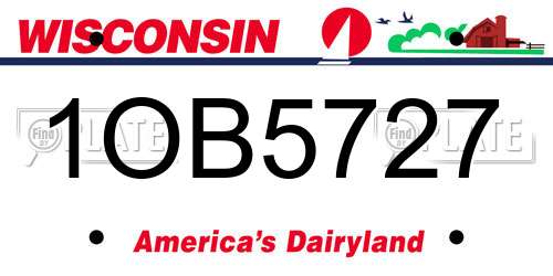 1OB5727 Wisconsin License Plate