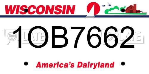 1OB7662 Wisconsin License Plate