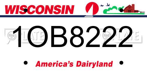 1OB8222 Wisconsin License Plate