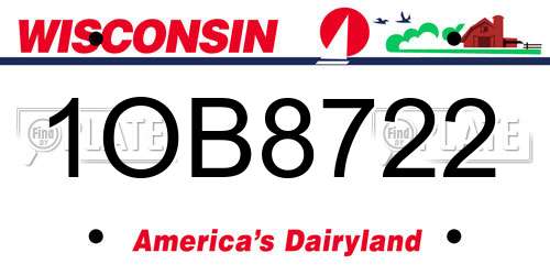 1OB8722 Wisconsin License Plate