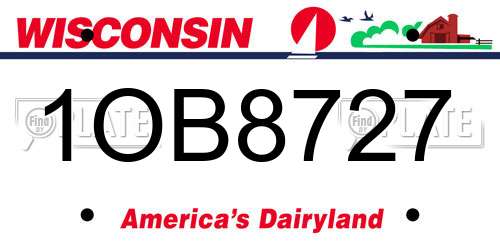 1OB8727 Wisconsin License Plate