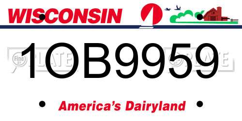 1OB9959 Wisconsin License Plate