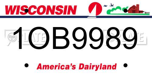 1OB9989 Wisconsin License Plate