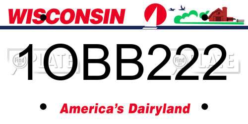 1OBB222 Wisconsin License Plate