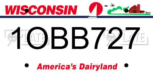 1OBB727 Wisconsin License Plate