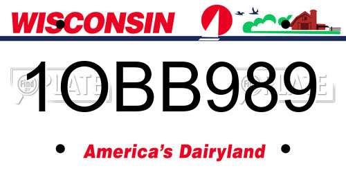 1OBB989 Wisconsin License Plate