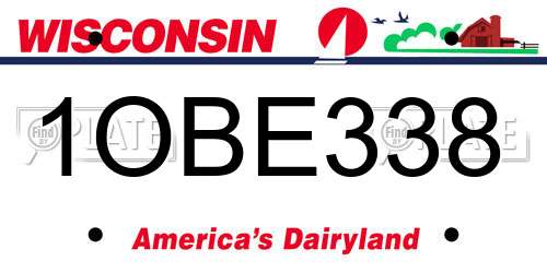 1OBE338 Wisconsin License Plate