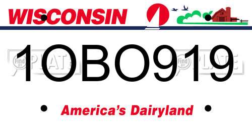 1OBO919 Wisconsin License Plate