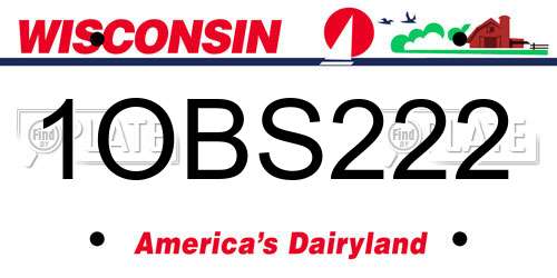 1OBS222 Wisconsin License Plate