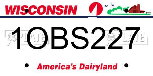 1OBS227 Wisconsin License Plate