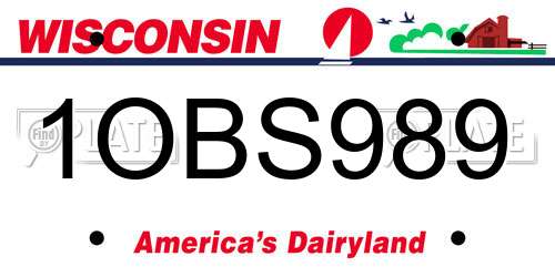 1OBS989 Wisconsin License Plate