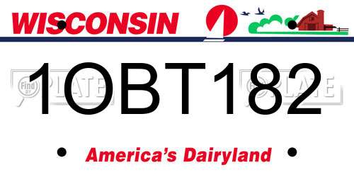1OBT182 Wisconsin License Plate