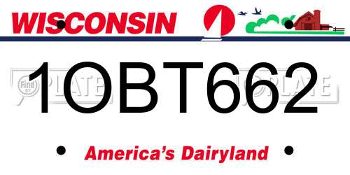 1OBT662 Wisconsin License Plate