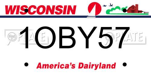 1OBY57 Wisconsin License Plate