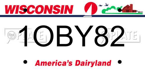 1OBY82 Wisconsin License Plate