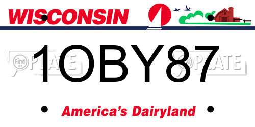 1OBY87 Wisconsin License Plate