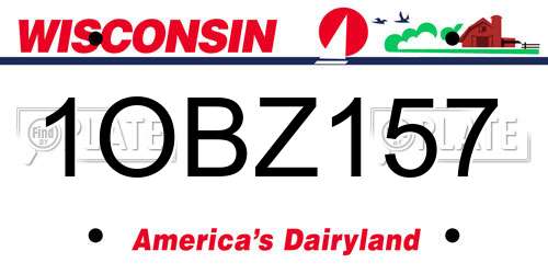 1OBZ157 Wisconsin License Plate