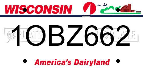 1OBZ662 Wisconsin License Plate