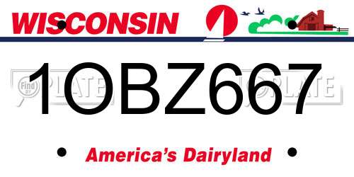 1OBZ667 Wisconsin License Plate