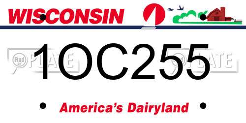 1OC255 Wisconsin License Plate