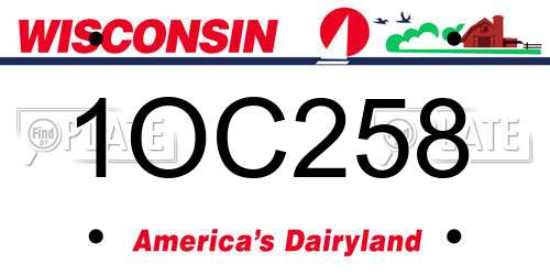 1OC258 Wisconsin License Plate