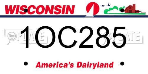 1OC285 Wisconsin License Plate
