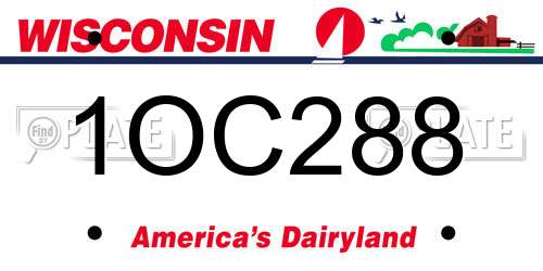 1OC288 Wisconsin License Plate
