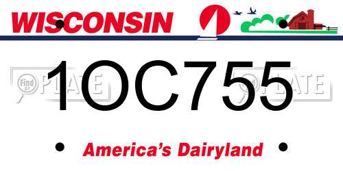 1OC755 Wisconsin License Plate