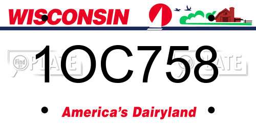 1OC758 Wisconsin License Plate