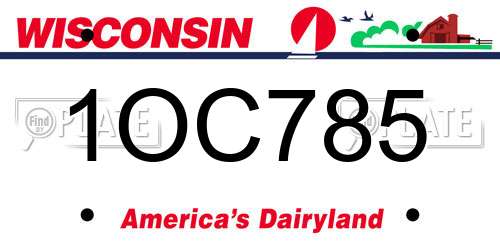 1OC785 Wisconsin License Plate