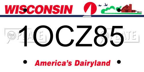 1OCZ85 Wisconsin License Plate
