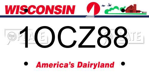 1OCZ88 Wisconsin License Plate