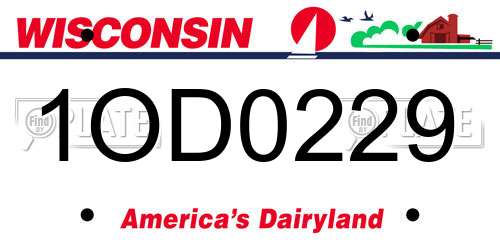 1OD0229 Wisconsin License Plate