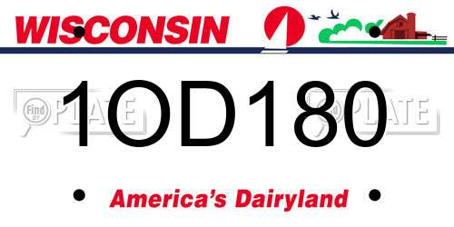 1OD180 Wisconsin License Plate