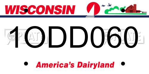 1ODD060 Wisconsin License Plate