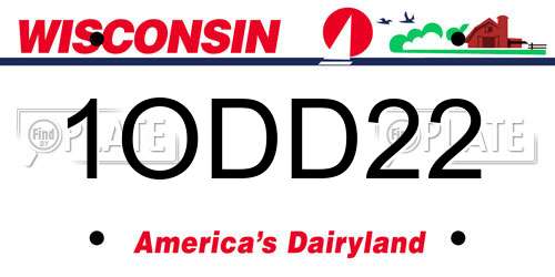 1ODD22 Wisconsin License Plate